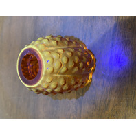 VTG UV REACTIVE FENTON Amberina Hobnail Art Glass Fairy Lamp 4.5"H