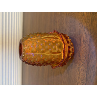 VTG UV REACTIVE FENTON Amberina Hobnail Art Glass Fairy Lamp 4.5"H