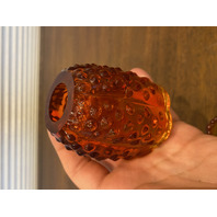 VTG UV REACTIVE FENTON Amberina Hobnail Art Glass Fairy Lamp 4.5"H