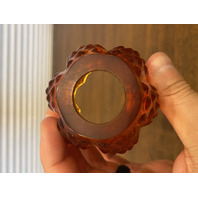 VTG UV REACTIVE FENTON Amberina Hobnail Art Glass Fairy Lamp 4.5"H