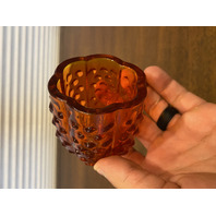 VTG UV REACTIVE FENTON Amberina Hobnail Art Glass Fairy Lamp 4.5"H