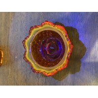 VTG UV REACTIVE FENTON Amberina Hobnail Art Glass Fairy Lamp 4.5"H