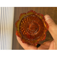 VTG UV REACTIVE FENTON Amberina Hobnail Art Glass Fairy Lamp 4.5"H