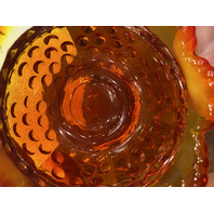 VTG UV REACTIVE FENTON Amberina Hobnail Art Glass Fairy Lamp 4.5"H