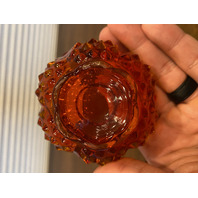 VTG UV REACTIVE FENTON Amberina Hobnail Art Glass Fairy Lamp 4.5"H