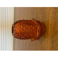 VTG UV REACTIVE FENTON Amberina Hobnail Art Glass Fairy Lamp 4.5"H