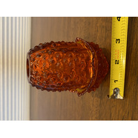 VTG UV REACTIVE FENTON Amberina Hobnail Art Glass Fairy Lamp 4.5"H