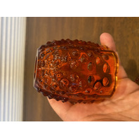 VTG UV REACTIVE FENTON Amberina Hobnail Art Glass Fairy Lamp 4.5"H