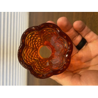 VTG UV REACTIVE FENTON Amberina Hobnail Art Glass Fairy Lamp 4.5"H