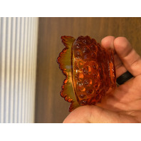 VTG UV REACTIVE FENTON Amberina Hobnail Art Glass Fairy Lamp 4.5"H