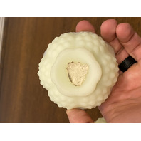 VTG UV REACTIVE FENTON Hobnail Yellow Custard Glass Fairy Lamp 4.5"H