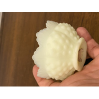 VTG UV REACTIVE FENTON Hobnail Yellow Custard Glass Fairy Lamp 4.5"H