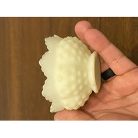 VINTAGE UV REACTIVE FENTON Yellow Custard Glass Hobnail Fairy Lamp 4.5"H