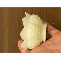 VINTAGE UV REACTIVE FENTON Yellow Custard Glass Hobnail Fairy Lamp 4.5"H