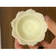 VINTAGE UV REACTIVE FENTON Yellow Custard Glass Hobnail Fairy Lamp 4.5"H