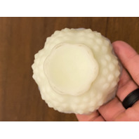 VINTAGE UV REACTIVE FENTON Yellow Custard Glass Hobnail Fairy Lamp 4.5"H