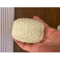 VINTAGE UV REACTIVE FENTON Yellow Custard Glass Hobnail Fairy Lamp 4.5"H