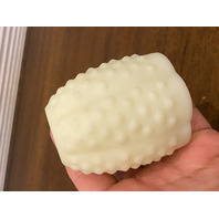 VINTAGE UV REACTIVE FENTON Yellow Custard Glass Hobnail Fairy Lamp 4.5"H