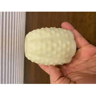 VINTAGE UV REACTIVE FENTON Yellow Custard Glass Hobnail Fairy Lamp 4.5"H