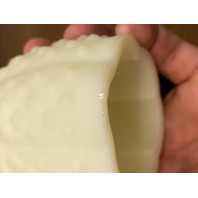 VINTAGE UV REACTIVE FENTON Yellow Custard Glass Hobnail Fairy Lamp 4.5"H