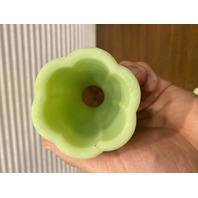 VINTAGE UV REACTIVE FENTON Lime Green Custard Glass Hobnail Fairy Lamp 4.5"H