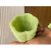 VINTAGE UV REACTIVE FENTON Lime Green Custard Glass Hobnail Fairy Lamp 4.5"H