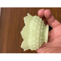 VINTAGE UV REACTIVE FENTON Lime Green Custard Glass Hobnail Fairy Lamp 4.5"H