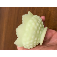 VINTAGE UV REACTIVE FENTON Lime Green Custard Glass Hobnail Fairy Lamp 4.5"H