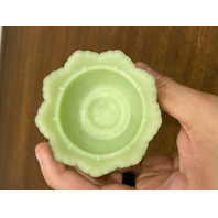 VINTAGE UV REACTIVE FENTON Lime Green Custard Glass Hobnail Fairy Lamp 4.5"H