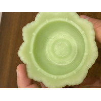 VINTAGE UV REACTIVE FENTON Lime Green Custard Glass Hobnail Fairy Lamp 4.5"H