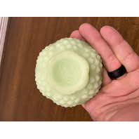 VINTAGE UV REACTIVE FENTON Lime Green Custard Glass Hobnail Fairy Lamp 4.5"H