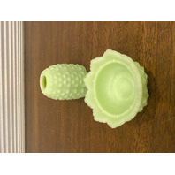 VINTAGE UV REACTIVE FENTON Lime Green Custard Glass Hobnail Fairy Lamp 4.5"H