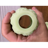 VINTAGE UV REACTIVE FENTON Lime Green Custard Glass Hobnail Fairy Lamp 4.5"H