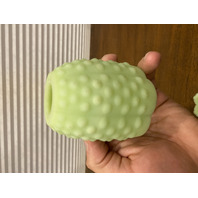 VINTAGE UV REACTIVE FENTON Lime Green Custard Glass Hobnail Fairy Lamp 4.5"H