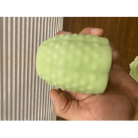 VINTAGE UV REACTIVE FENTON Lime Green Custard Glass Hobnail Fairy Lamp 4.5"H