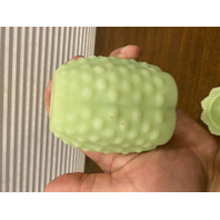 VINTAGE UV REACTIVE FENTON Lime Green Custard Glass Hobnail Fairy Lamp 4.5"H