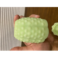 VINTAGE UV REACTIVE FENTON Lime Green Custard Glass Hobnail Fairy Lamp 4.5"H