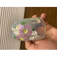 UV REACTIVE FENTON Iridescent Floral PAINTED Fairy Lamp W/LABEL SIGNED 4.5"H