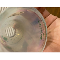 UV REACTIVE FENTON Iridescent Floral PAINTED Fairy Lamp W/LABEL SIGNED 4.5"H