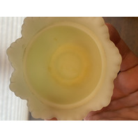 VINTAGE UV REACTIVE FENTON Yellow Custard Glass Hobnail Fairy Lamp 4.5"H