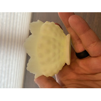 VINTAGE UV REACTIVE FENTON Yellow Custard Glass Hobnail Fairy Lamp 4.5"H