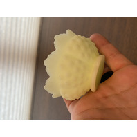 VINTAGE UV REACTIVE FENTON Yellow Custard Glass Hobnail Fairy Lamp 4.5"H