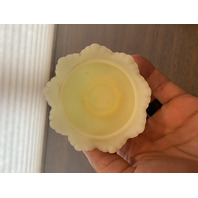 VINTAGE UV REACTIVE FENTON Yellow Custard Glass Hobnail Fairy Lamp 4.5"H