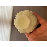 VINTAGE UV REACTIVE FENTON Yellow Custard Glass Hobnail Fairy Lamp 4.5"H