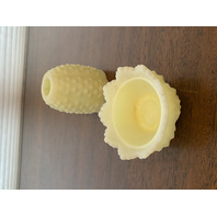 VINTAGE UV REACTIVE FENTON Yellow Custard Glass Hobnail Fairy Lamp 4.5"H