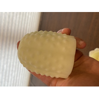 VINTAGE UV REACTIVE FENTON Yellow Custard Glass Hobnail Fairy Lamp 4.5"H