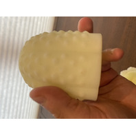 VINTAGE UV REACTIVE FENTON Yellow Custard Glass Hobnail Fairy Lamp 4.5"H