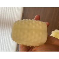 VINTAGE UV REACTIVE FENTON Yellow Custard Glass Hobnail Fairy Lamp 4.5"H