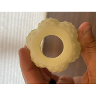 VINTAGE UV REACTIVE FENTON Yellow Custard Glass Hobnail Fairy Lamp 4.5"H