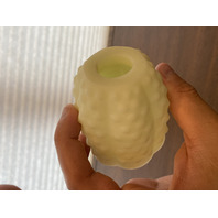 VINTAGE UV REACTIVE FENTON Yellow Custard Glass Hobnail Fairy Lamp 4.5"H